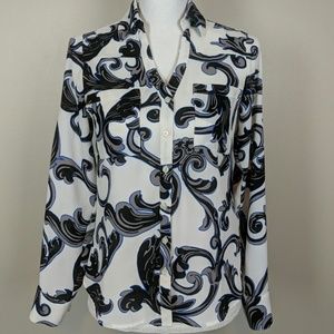 Express print button up blouse